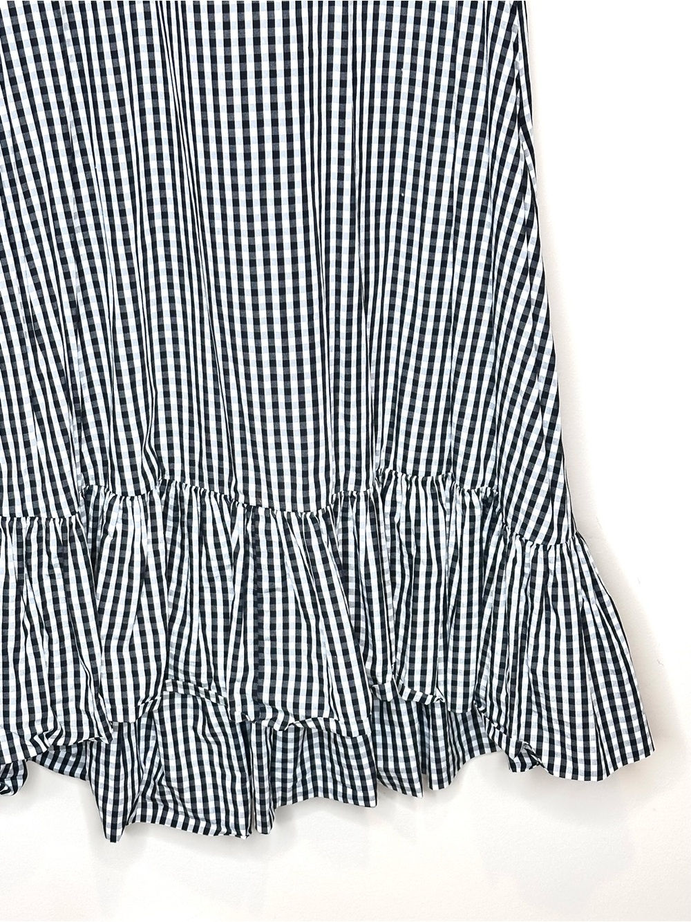Wyatt Wylde Gingham Ida Dress Large Black White High-Low Ruffle Hem Sleeveless - Picture 6 of 14